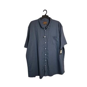 Johnny Bigg Fresno Linen Shirt Mens Size 5XL Denim Blue Short Sleeve Button Up